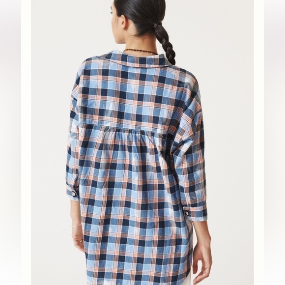 Anthropologie Pilcro Plaid Henley Tunic, oversized, XS, EUC - Picture 4 of 11
